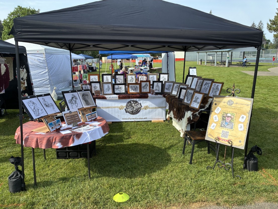 Forrest Jordan art display tent at a recent show